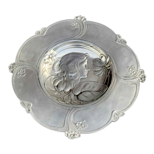 Achille Gamba, plat / assiette en étain Art Nouveau, ca 1900