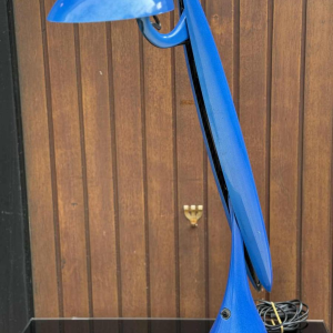 Isao Hosoe Heron table / desk lamp, blue metal, 1990s