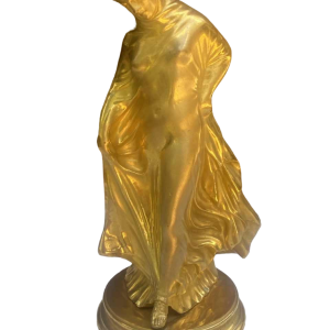 Benedetto Boschetti (Roma) "Vrouw met draperie" sculptuur in verguld brons