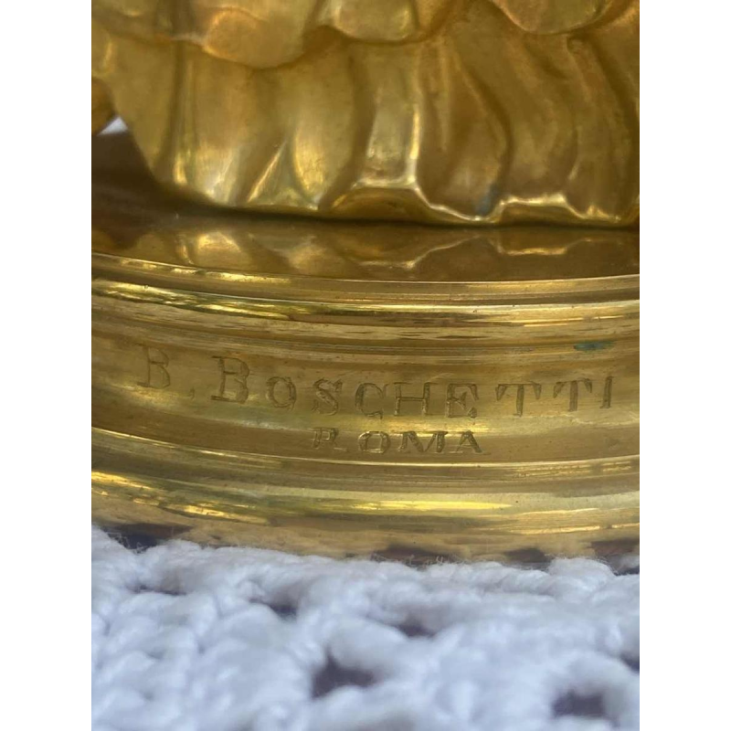 Benedetto Boschetti (Roma) "Woman with drapery" sculpture in gilded bronze