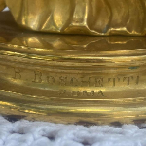 Benedetto Boschetti (Roma) "Femme au drapé" sculpture en bronze doré