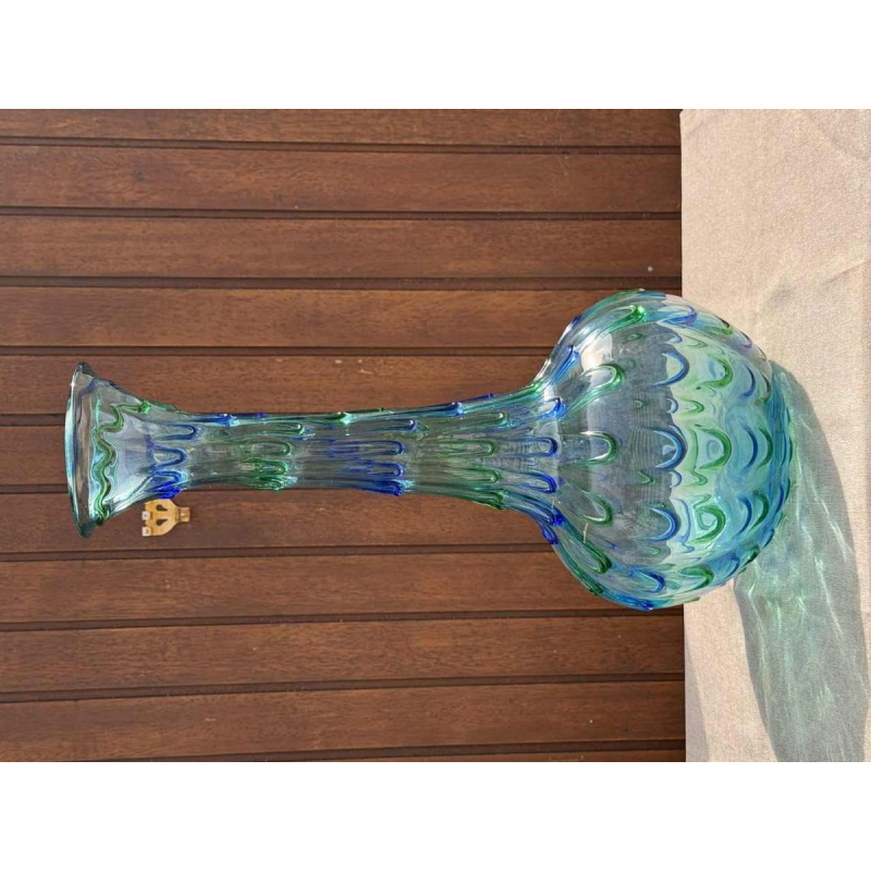 Murano, grand vase bleu / vert vintage 'Goutte d'eau' ca 1960