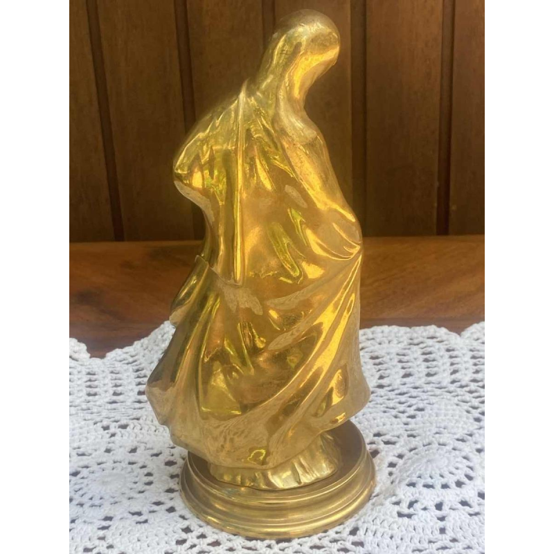 Benedetto Boschetti (Roma) "Woman with drapery" sculpture in gilded bronze