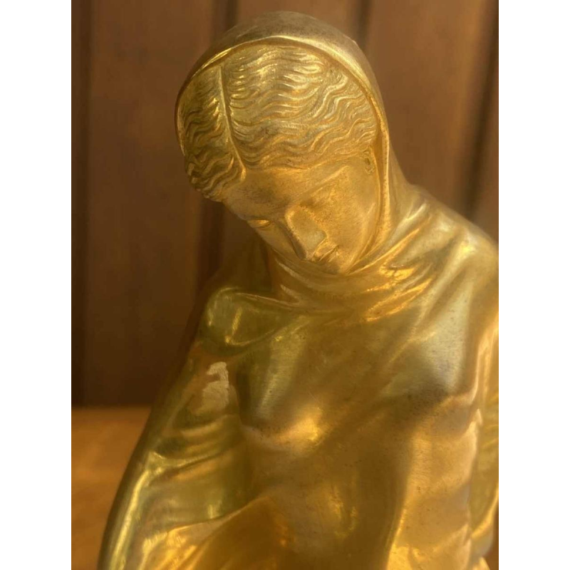 Benedetto Boschetti (Roma) "Femme au drapé" sculpture en bronze doré