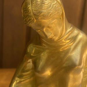 Benedetto Boschetti (Roma) "Woman with drapery" sculpture in gilded bronze