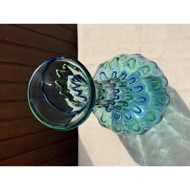 Murano, grand vase bleu / vert vintage 'Goutte d'eau' ca 1960
