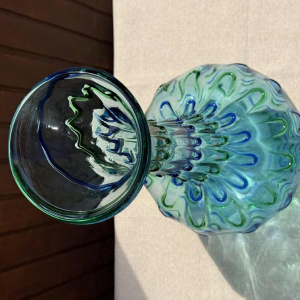 Murano, grand vase bleu / vert vintage 'Goutte d'eau' ca 1960
