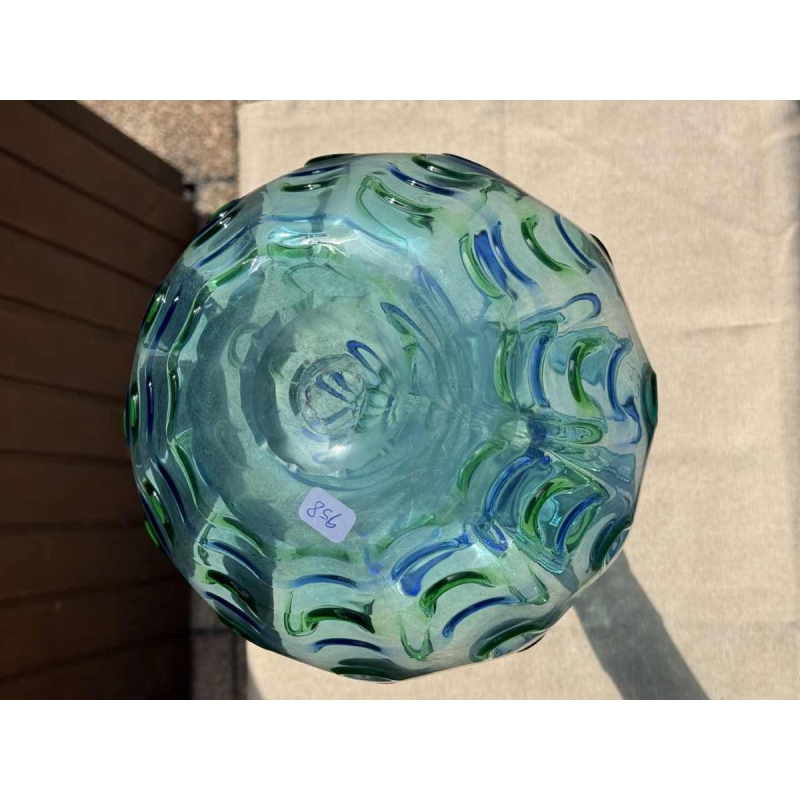 Murano, grand vase bleu / vert vintage 'Goutte d'eau' ca 1960