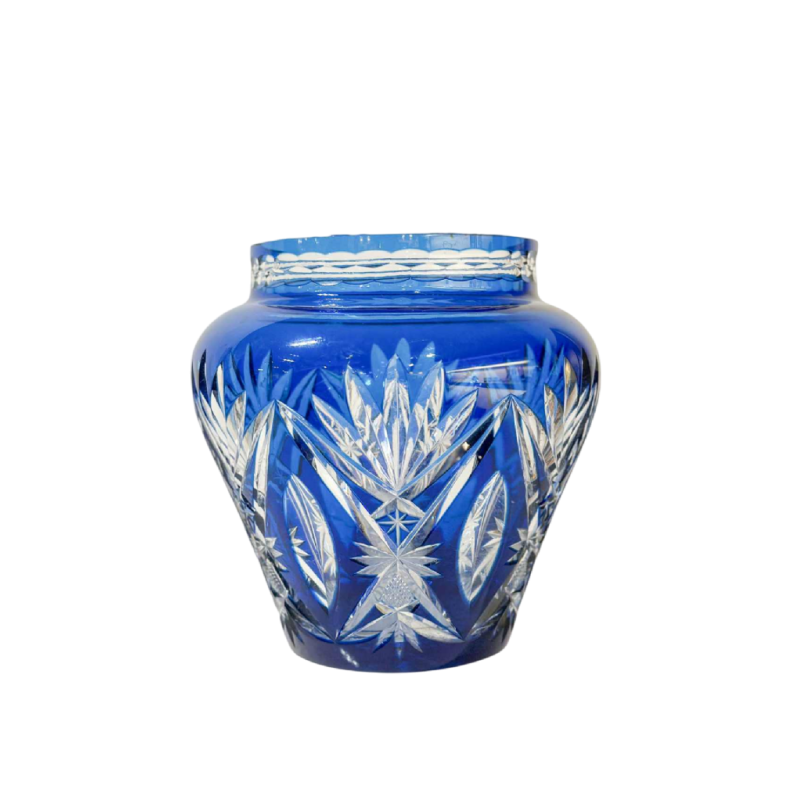 Val Saint-Lambert ‘Pique-Fleurs’ cobalt blue, cut crystal vase, 20th c