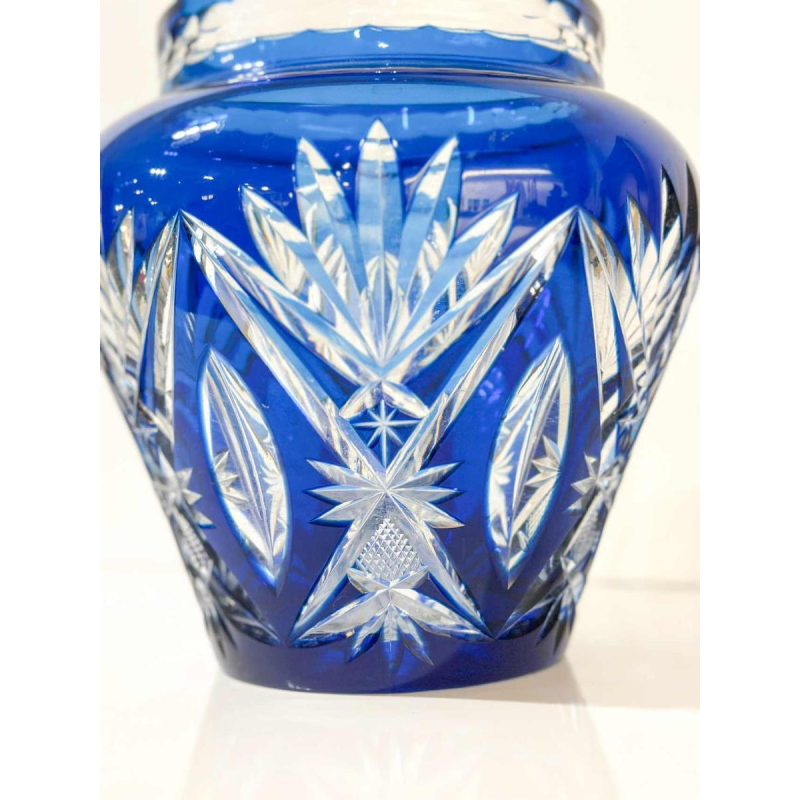Val Saint-Lambert ‘Pique-Fleurs’ cobalt blue, cut crystal vase, 20th c