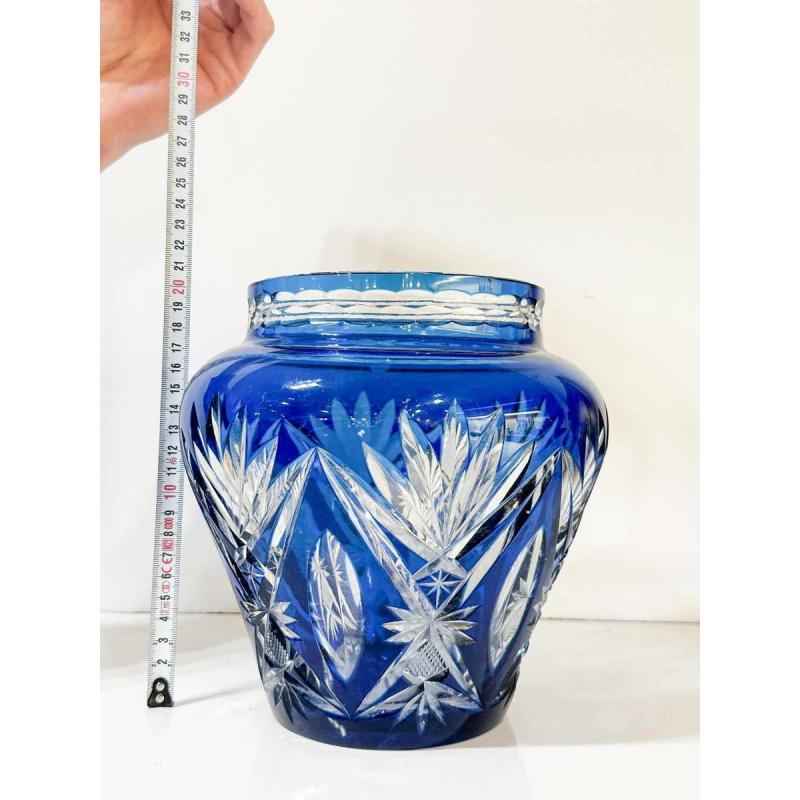 Val Saint-Lambert ‘Pique-Fleurs’ cobalt blue, cut crystal vase, 20th c