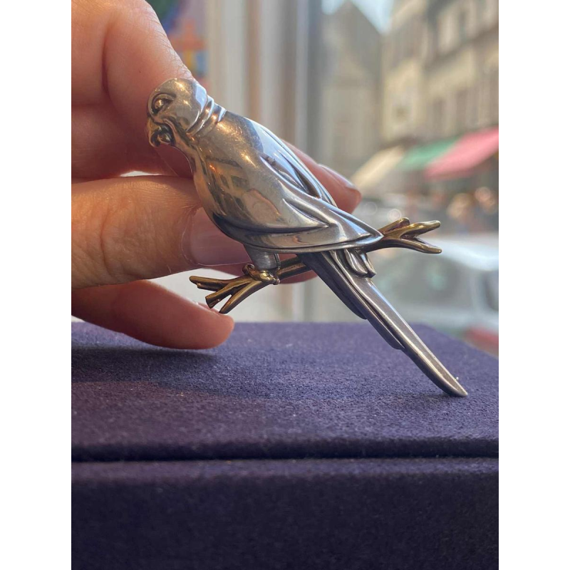 HERMES, vintage silver and gold ‘Parrot’ brooch, ca. 1960