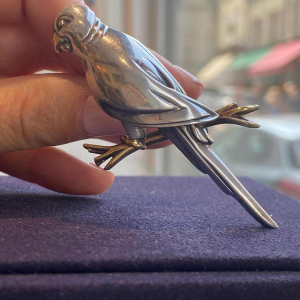 HERMES, vintage silver and gold ‘Parrot’ brooch, ca. 1960