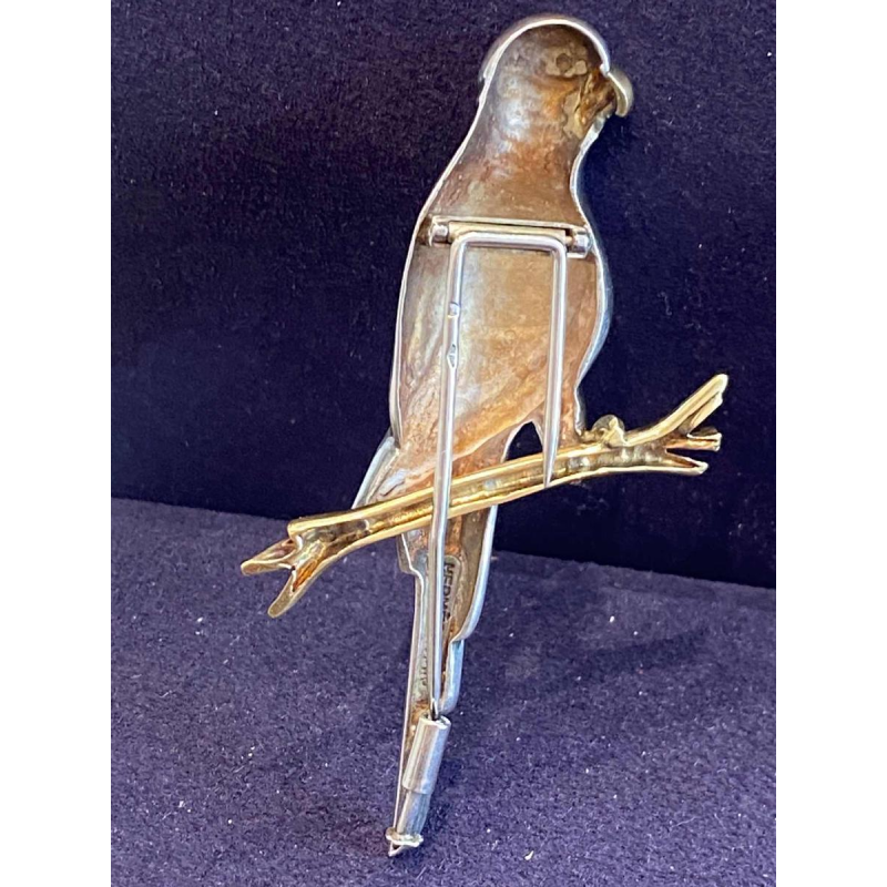 HERMES, vintage silver and gold ‘Parrot’ brooch, ca. 1960