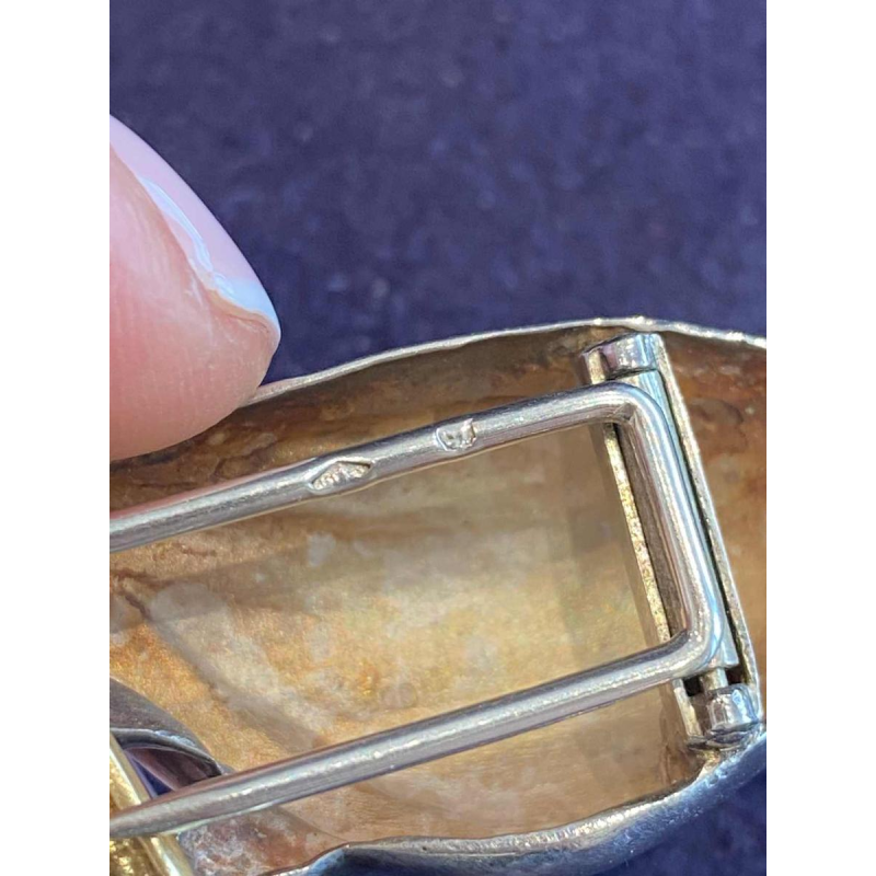 HERMES, broche vintage “Perroquet“ argent & or, ca 1960