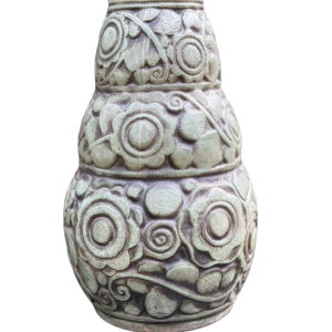 Joseph Mougin & G Ventrillon "Flower Band" grand vase Art Déco trilobé en grès, Nancy ca 1930