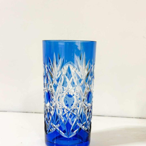 Val Saint-Lambert 6 coloured and worked crystal whisky glasses