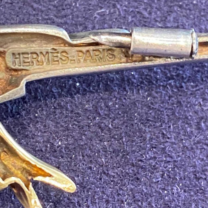 HERMES, vintage broche “Papegaai” zilver & goud, ca. 1960
