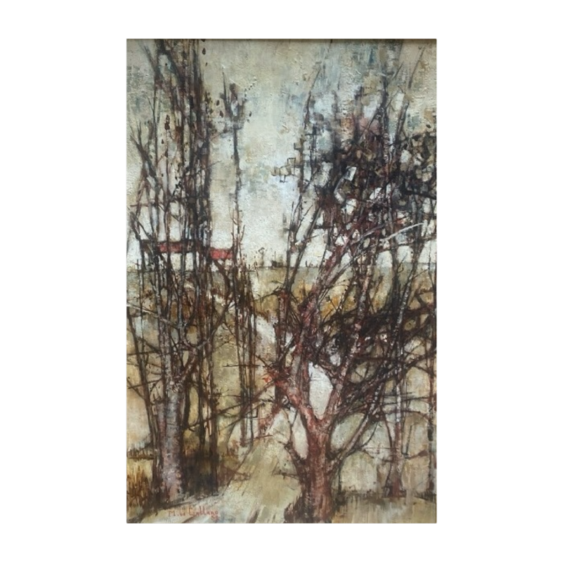 Tableau de Michel De Gallard huile sur toile des années 1950 paysage