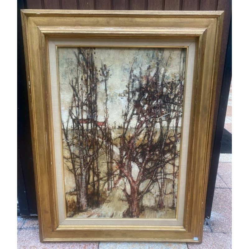 Painting by Michel De Gallard oil on canvas 1950s landscape
