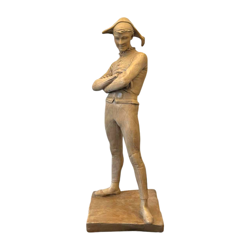 Charles René de Saint-Marceaux 'Arlequin' sculpture en terre cuite, 19ème siècle