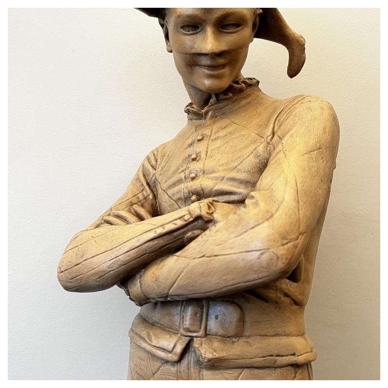 Charles René de Saint-Marceaux 'Harlekijn' terracotta sculptuur, 19e eeuw