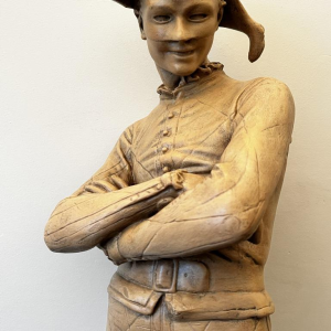 Charles René de Saint-Marceaux 'Harlekijn' terracotta sculptuur, 19e eeuw