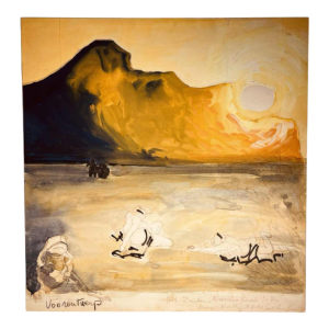 JAN BURSSENS, abstract painting, mixed media on cardboard, mid-20th century