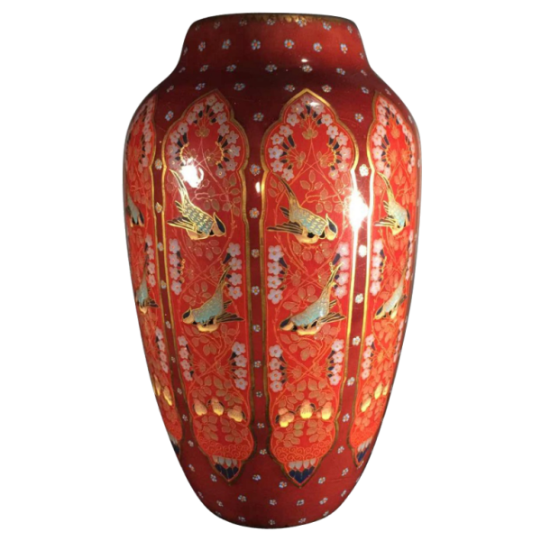 Emil Fischer, vase céramique " mésanges " D253, Herend Pest avant Zsolnay, 1880