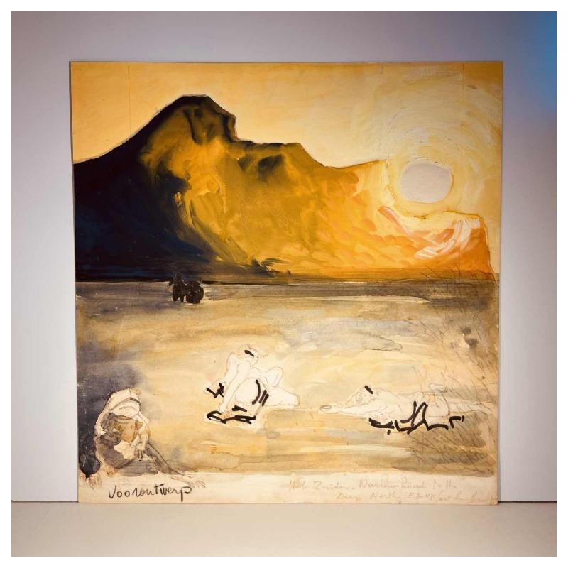 JAN BURSSENS, abstract painting, mixed media on cardboard, mid-20th century