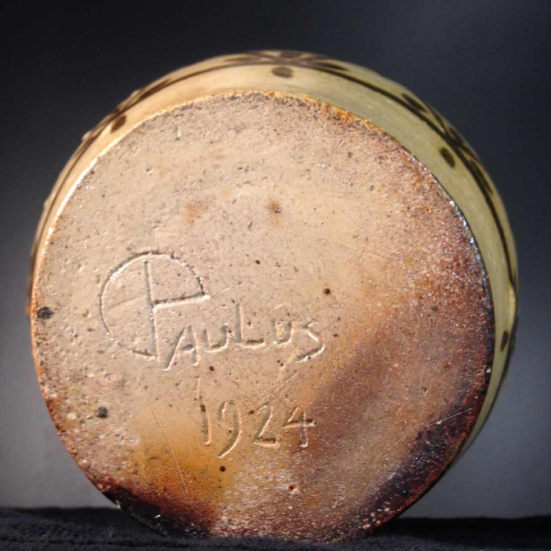 Eugène Paulus, Art Deco Africanist vase, Bouffioulx stoneware, 1924