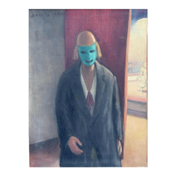 André Fau Clown olieverf op doek, 1954