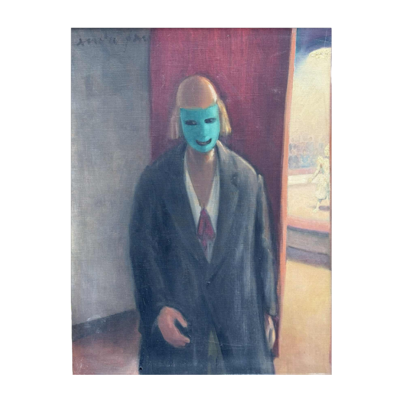 André Fau Clown oil on canvas, 1954