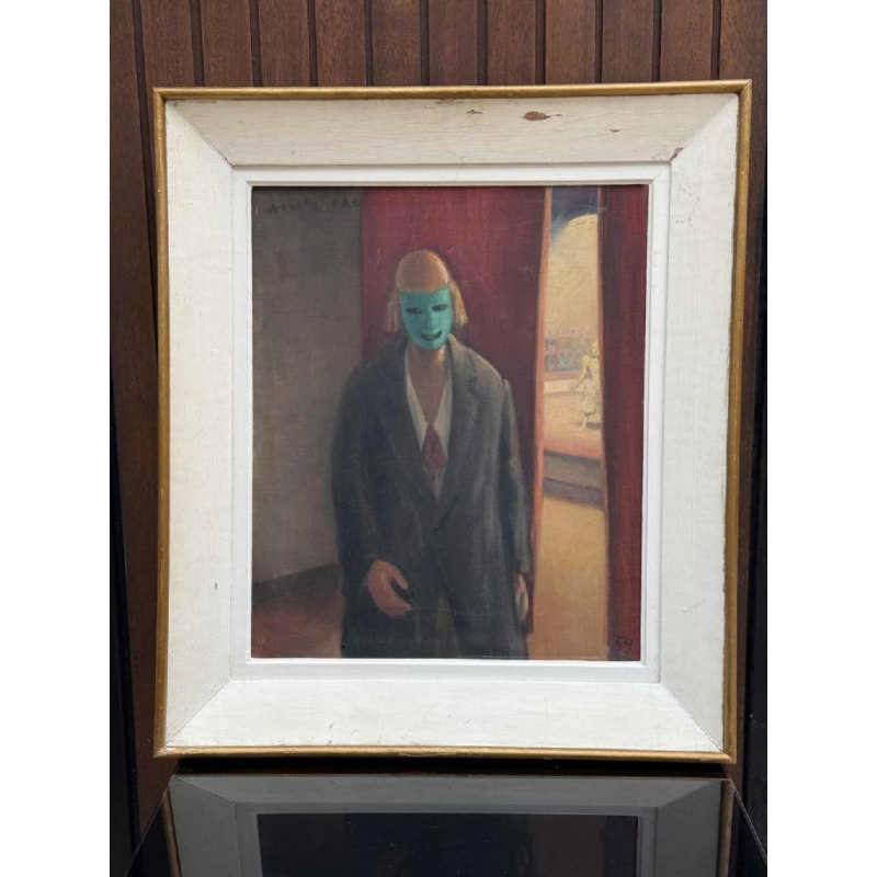 André Fau Clown oil on canvas, 1954