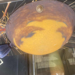 David Guéron dit Degue, plafonnier Art Déco signé en pâte de verre, ca 1920