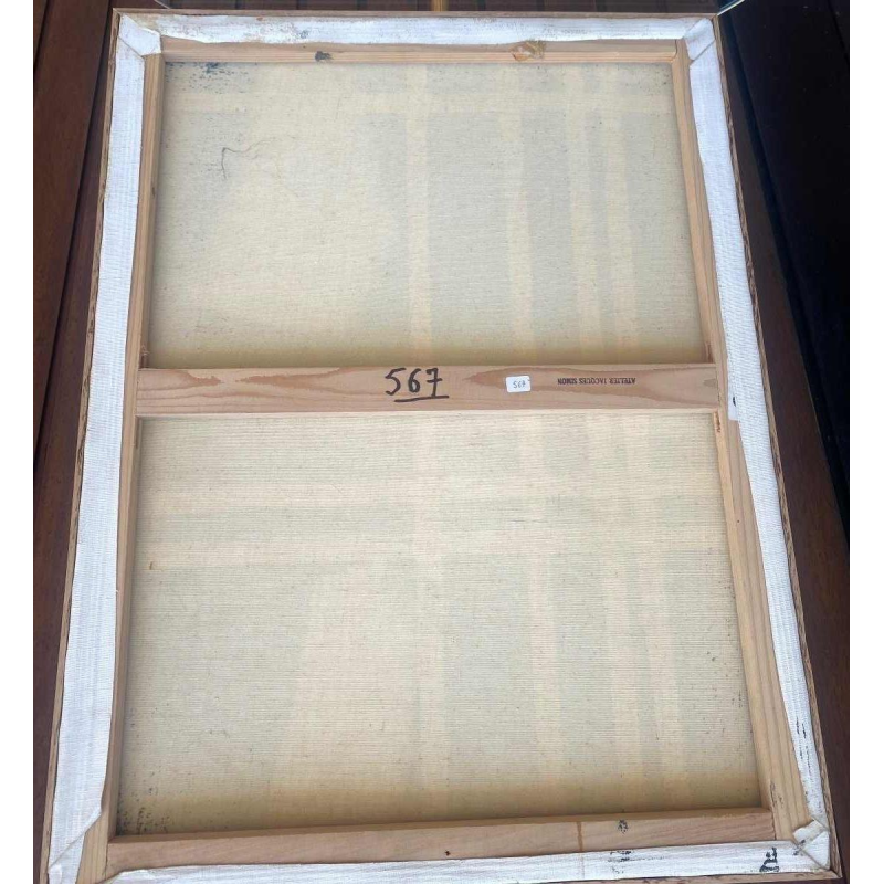 Tableau abstrait de Jacques Simon huile sur toile 1960