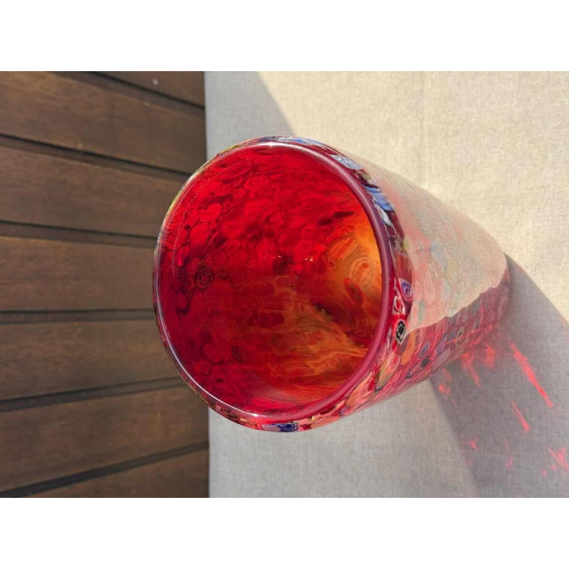 Giulio Radi A.V.E.M Arte Vetraria Muranese, vase en verre rouge Millefiori, ca 1940