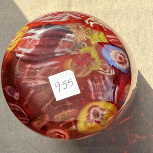 Giulio Radi A.V.E.M Arte Vetraria Muranese, vase en verre rouge Millefiori, ca 1940