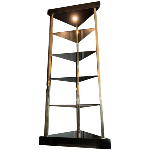 ROMEO REGA (attr) Plank / Vitrine / Hoekontwerp Hollywood Regency 1970s