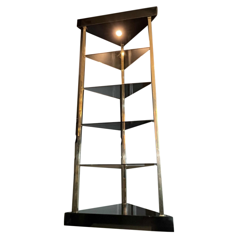 ROMEO REGA (attr) Etagère / Vitrine / Encoignure Design Hollywood Regency 1970s