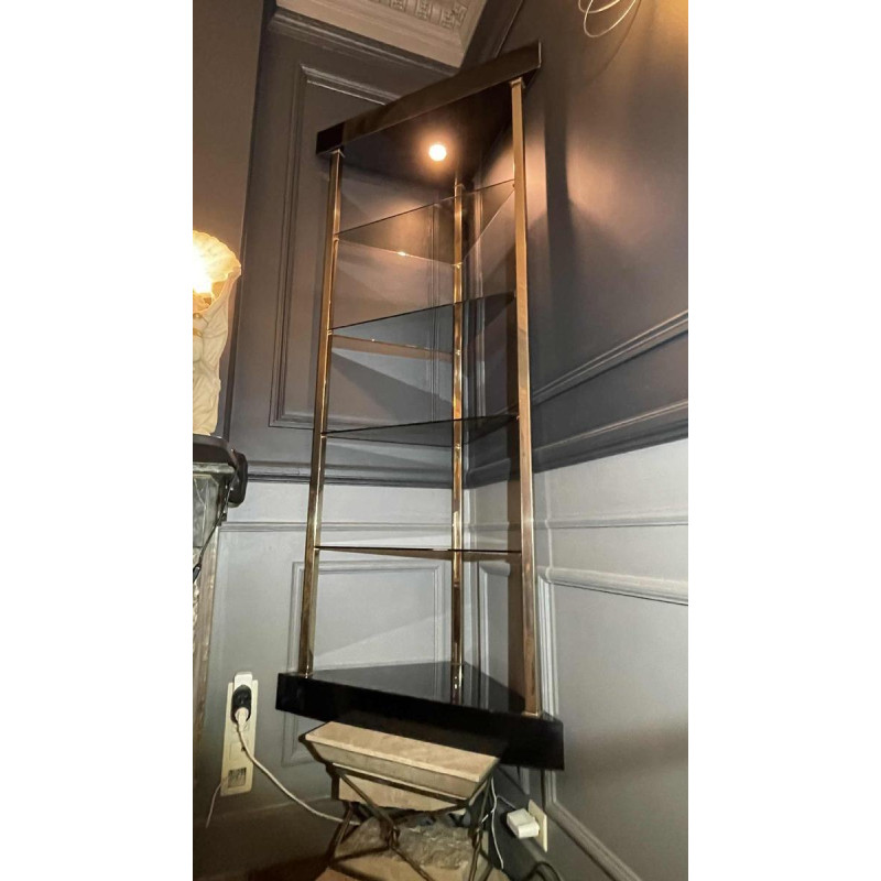 ROMEO REGA (attr) Plank / Vitrine / Hoekontwerp Hollywood Regency 1970s