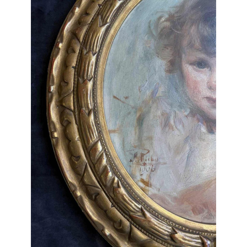 Herman RICHIR, “Portrait d’un enfant “, huile sur panneau, 1906