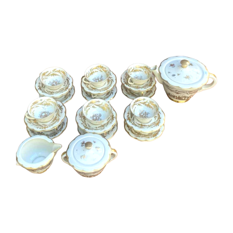 Haviland / Cambet, service à thé en porcelaine, doré à l'or fin, 12 personnes