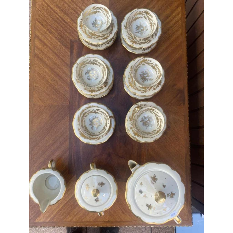 Haviland / Cambet, service à thé en porcelaine, doré à l'or fin, 12 personnes