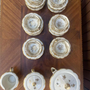 Haviland / Cambet, porcelain tea service, gilded with fine gold, 12 persons