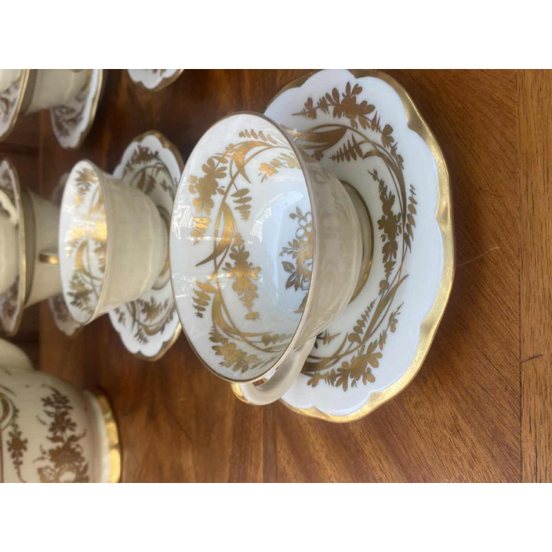 Haviland / Cambet, porcelain tea service, gilded with fine gold, 12 persons