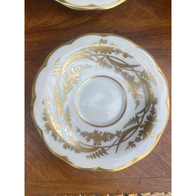 Haviland / Cambet, porseleinen theeservies, verguld met fijn goud, 12 personen