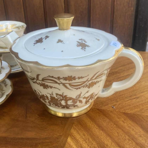 Haviland / Cambet, porseleinen theeservies, verguld met fijn goud, 12 personen