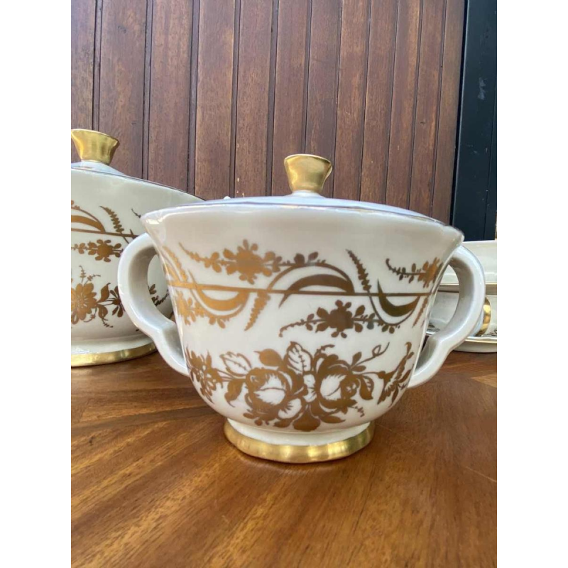 Haviland / Cambet, service à thé en porcelaine, doré à l'or fin, 12 personnes