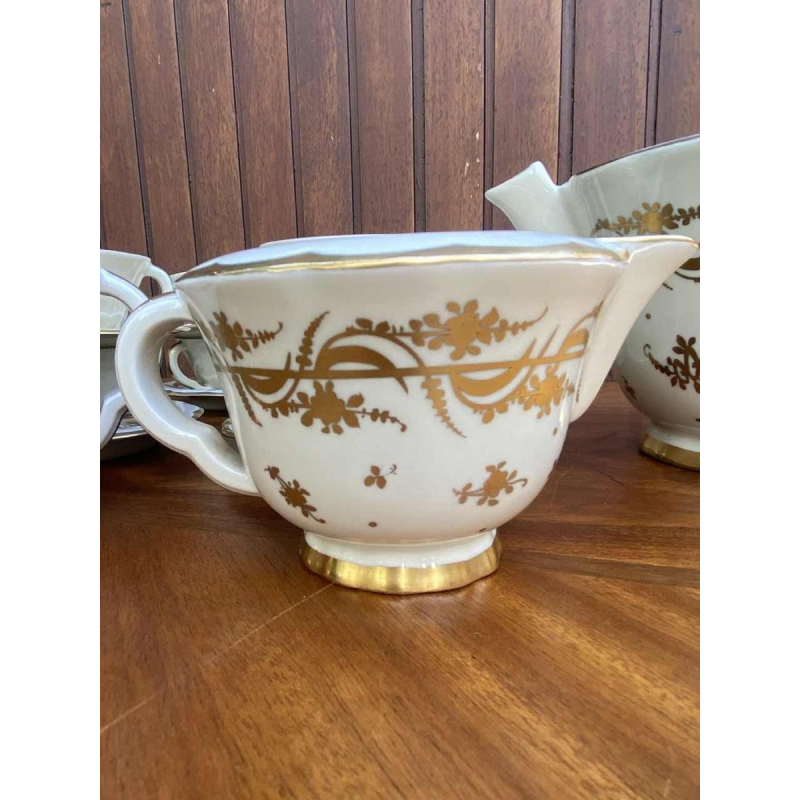 Haviland / Cambet, porcelain tea service, gilded with fine gold, 12 persons